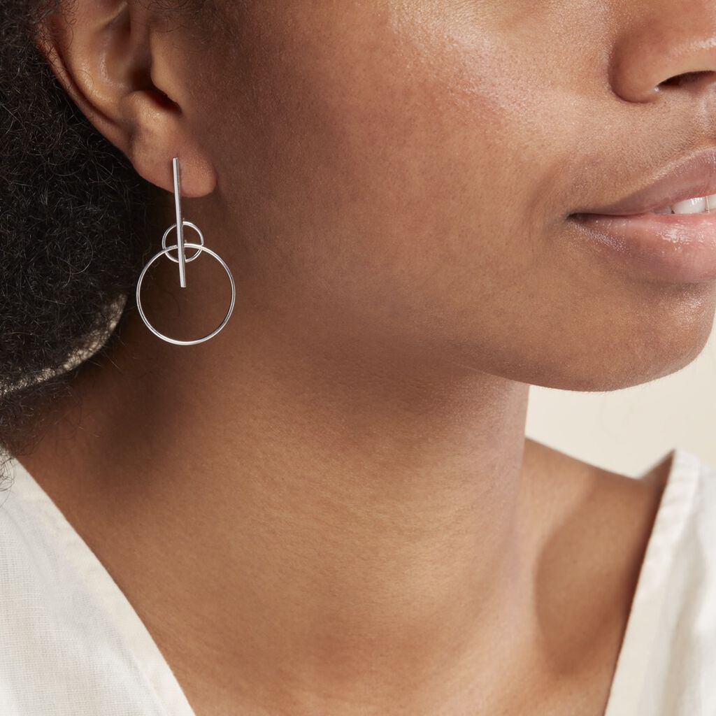Boucles D'oreilles Pendantes Enissa Argent Blanc