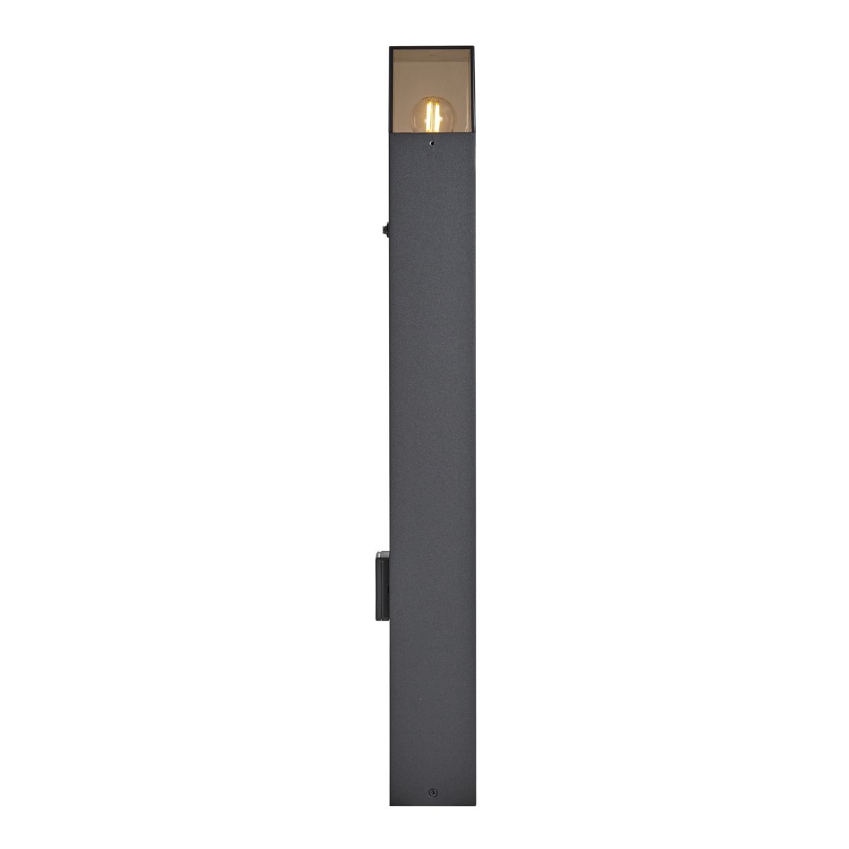 Modern buiten paaltje zwart met smoke glas 70cm met schemersensor IP44 - Denmark