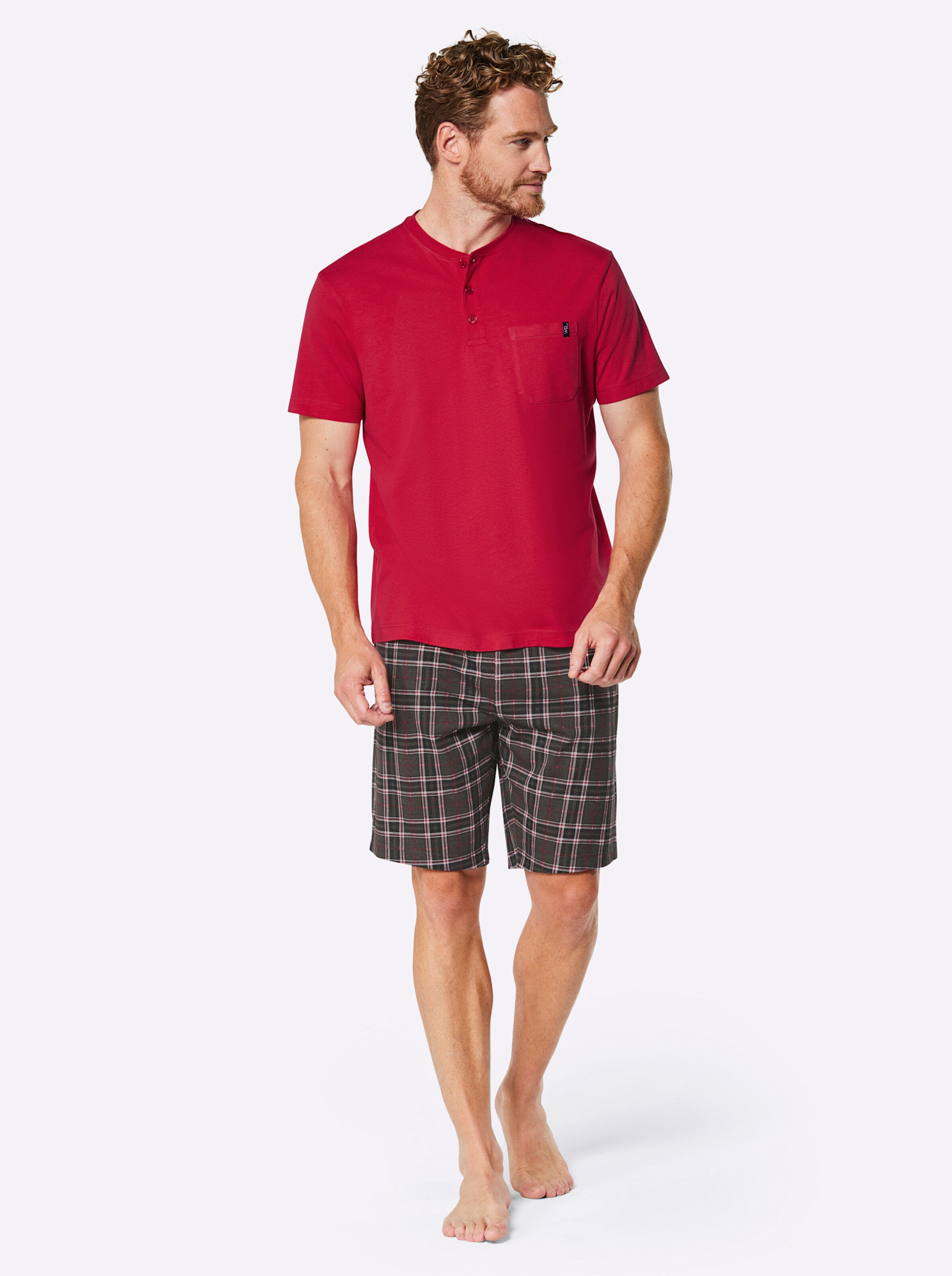 wäschepur men Shorty in rot-schwarz-kariert
