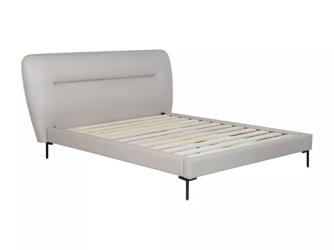 Lit 160 x 200 cm - Cuir - Taupe - JODALA
