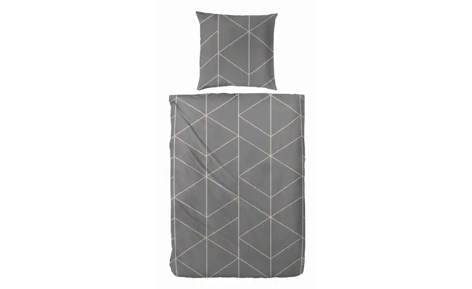 Mako-Satin Bettwäsche-Set Grau 200 cm 135 cm