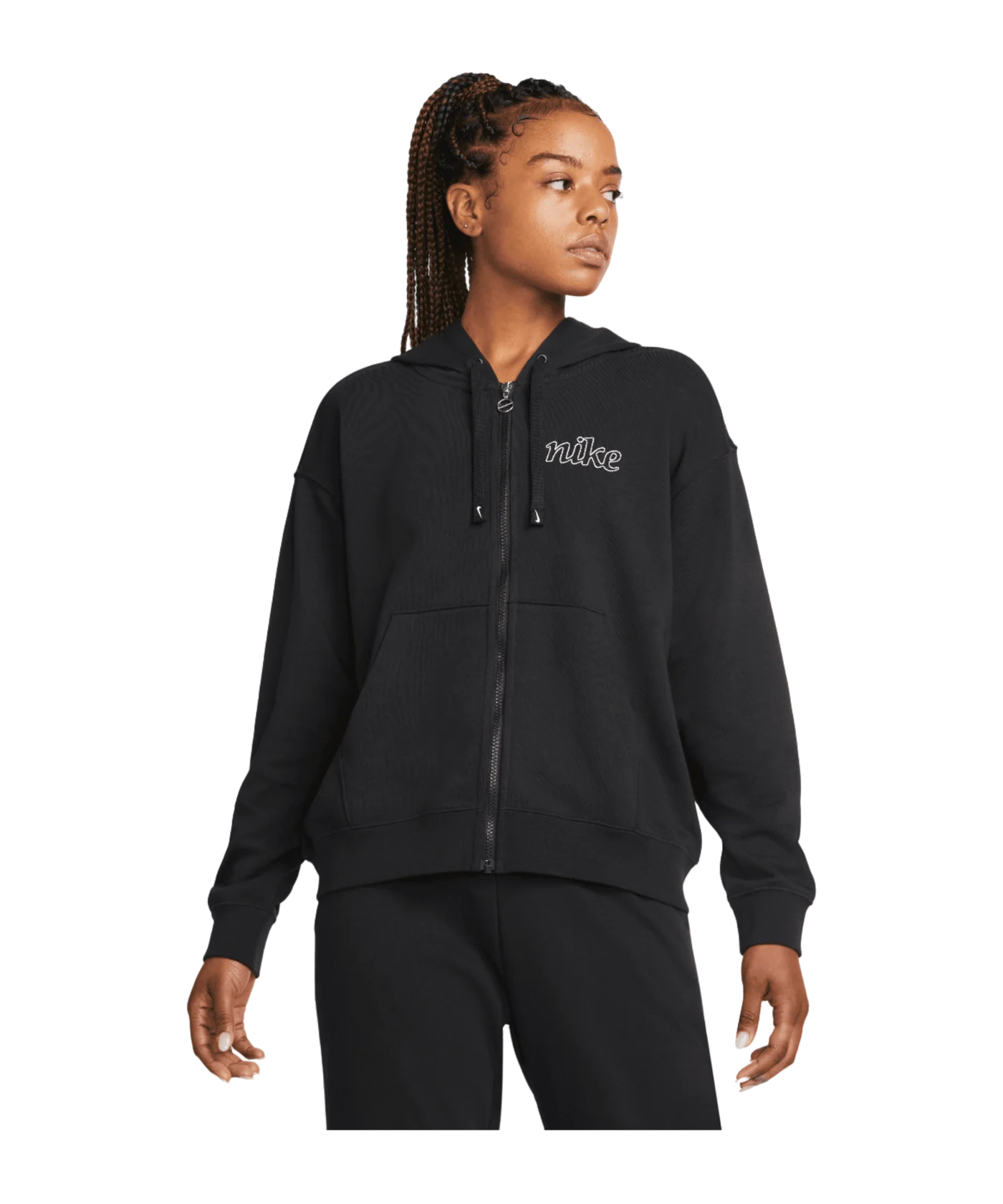 Nike Get Fit Hoody Damen Schwarz Weiss F010