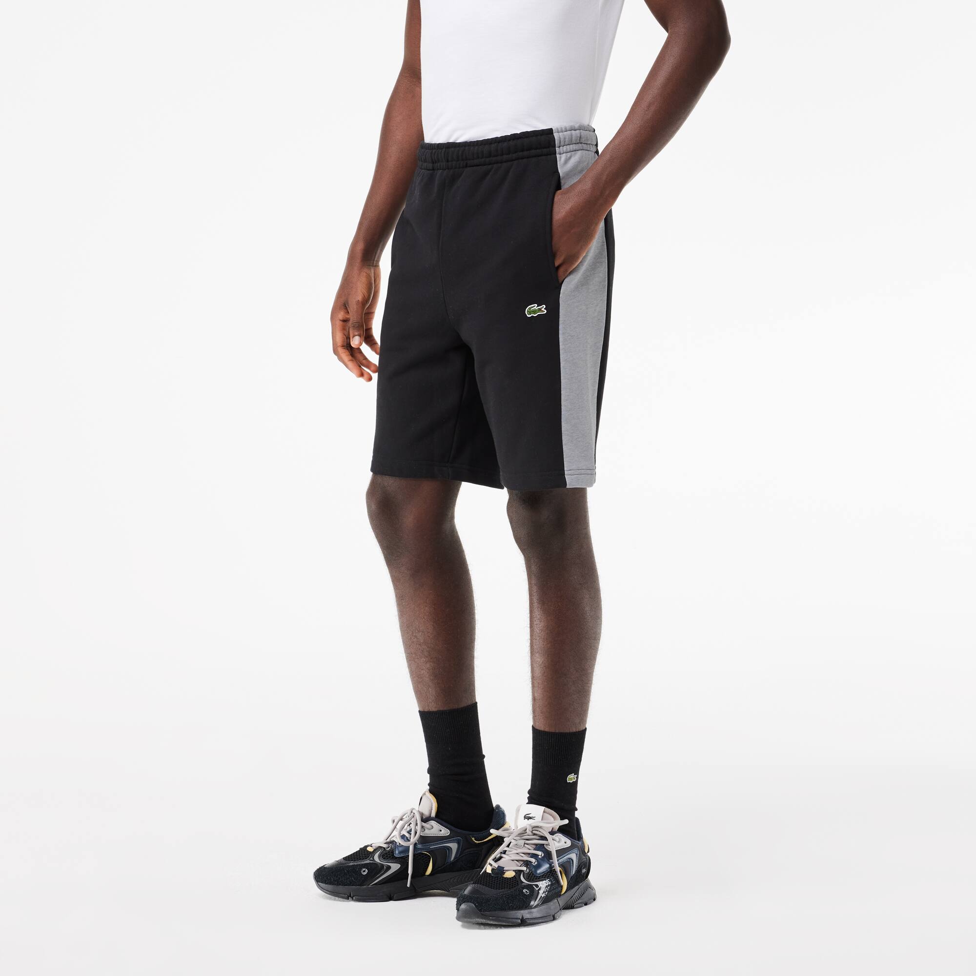 Short Jogger color-block imprimé en molleton non gratté Shorts - Noir - Lacoste - Homme