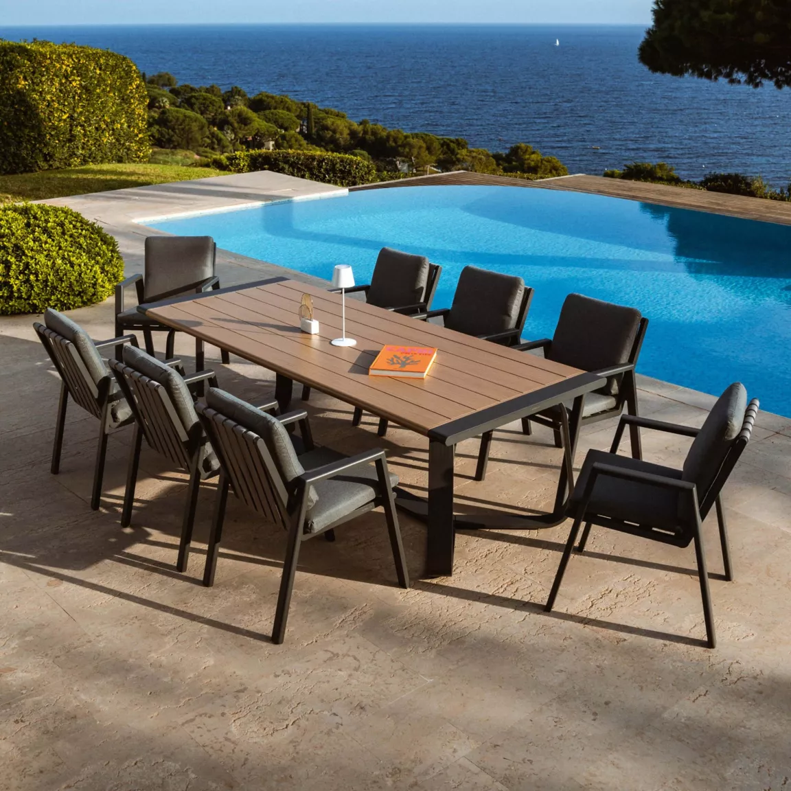 Fauteuil de jardin aluminium Long Beach Gris anthracite