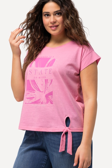 Top, Saumband, Oversized, Rundhals, Cup-Ärmel