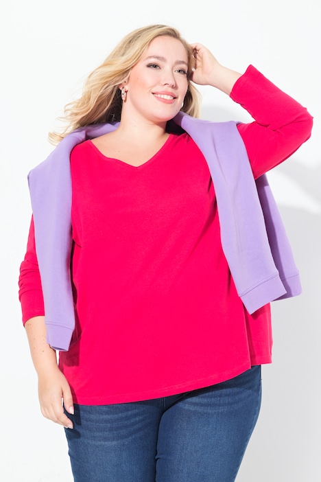 Shirt, Slim, V-Ausschnitt, Langarm
