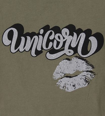 Petit by Sofie Schnoor T-shirt - Liva - Army Grøn m. Unicorn
