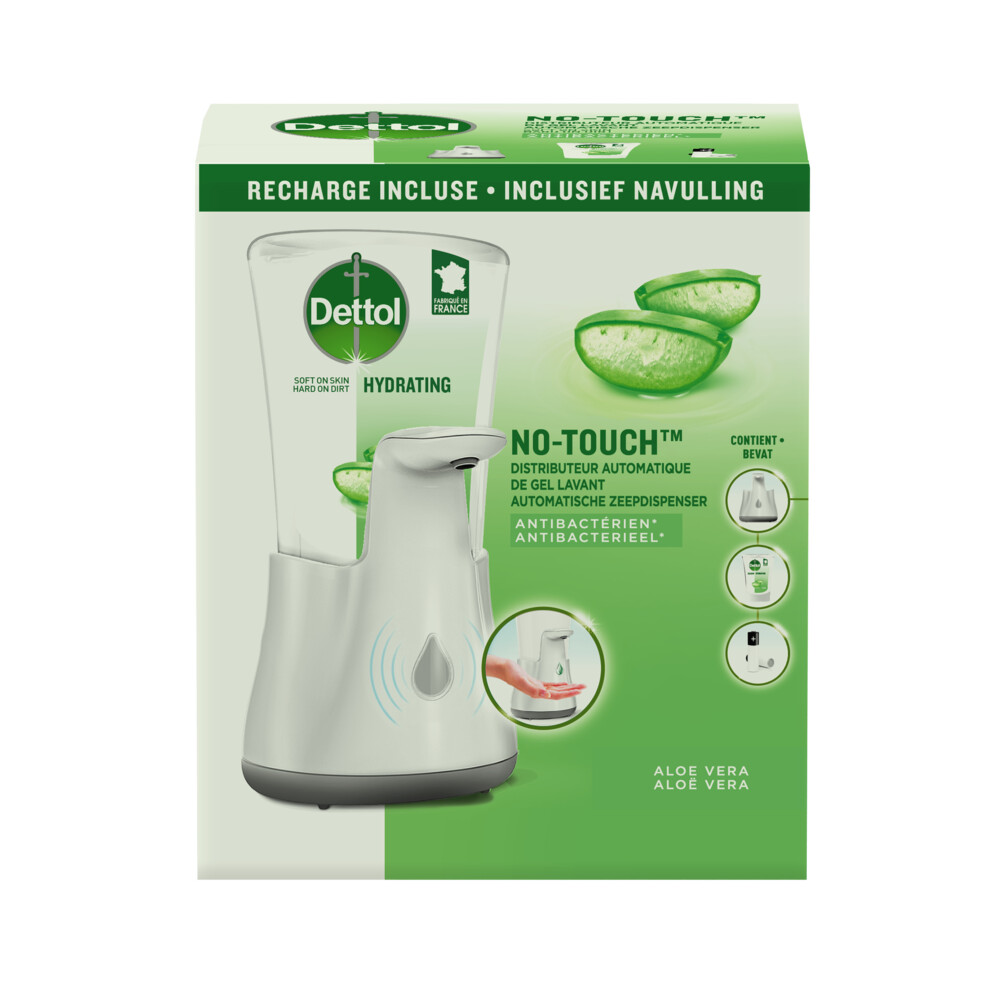 Dettol No-Touch Automatische Zeepdispenser Zilver Aloe Vera Navulling250 ml