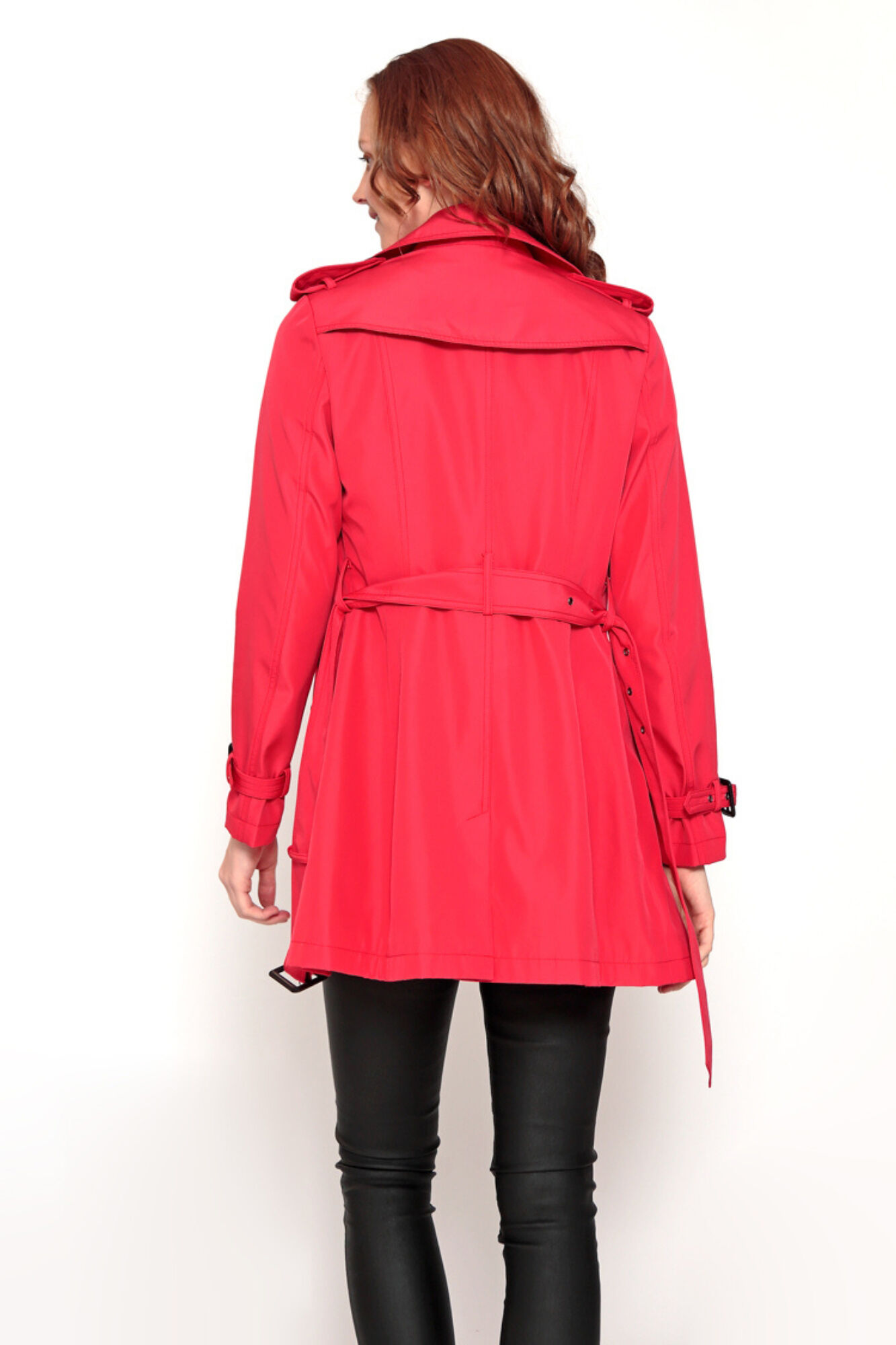 Trench coat abotoado com cinto