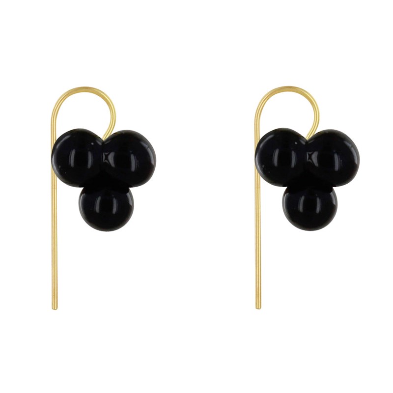 Boucles d'Oreilles Crochet Laiton et Bouquet de Perles de Verre