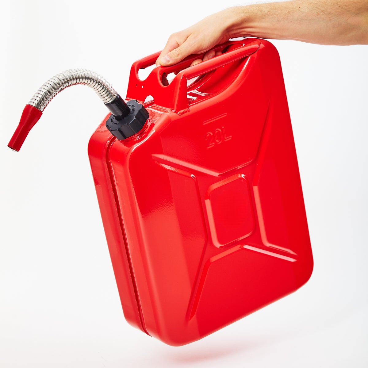 BW Flexibele schenktuit voor metalen brandstofblikken (5/10/20 liter) met schroefdop - 20 mm flexibele pijp voor benzine - Rood - RAL 3000 - Gemaakt in Europa