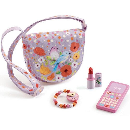 Djeco schoudertasje en speelaccessoires birdie