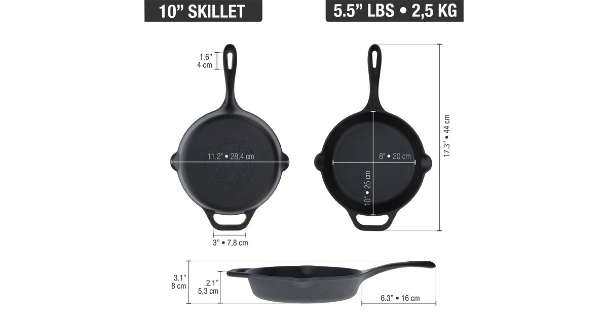 VictoriaSkillet 25 cm, Seasoned bak-/braadpan  (Zwart, Color packaging)