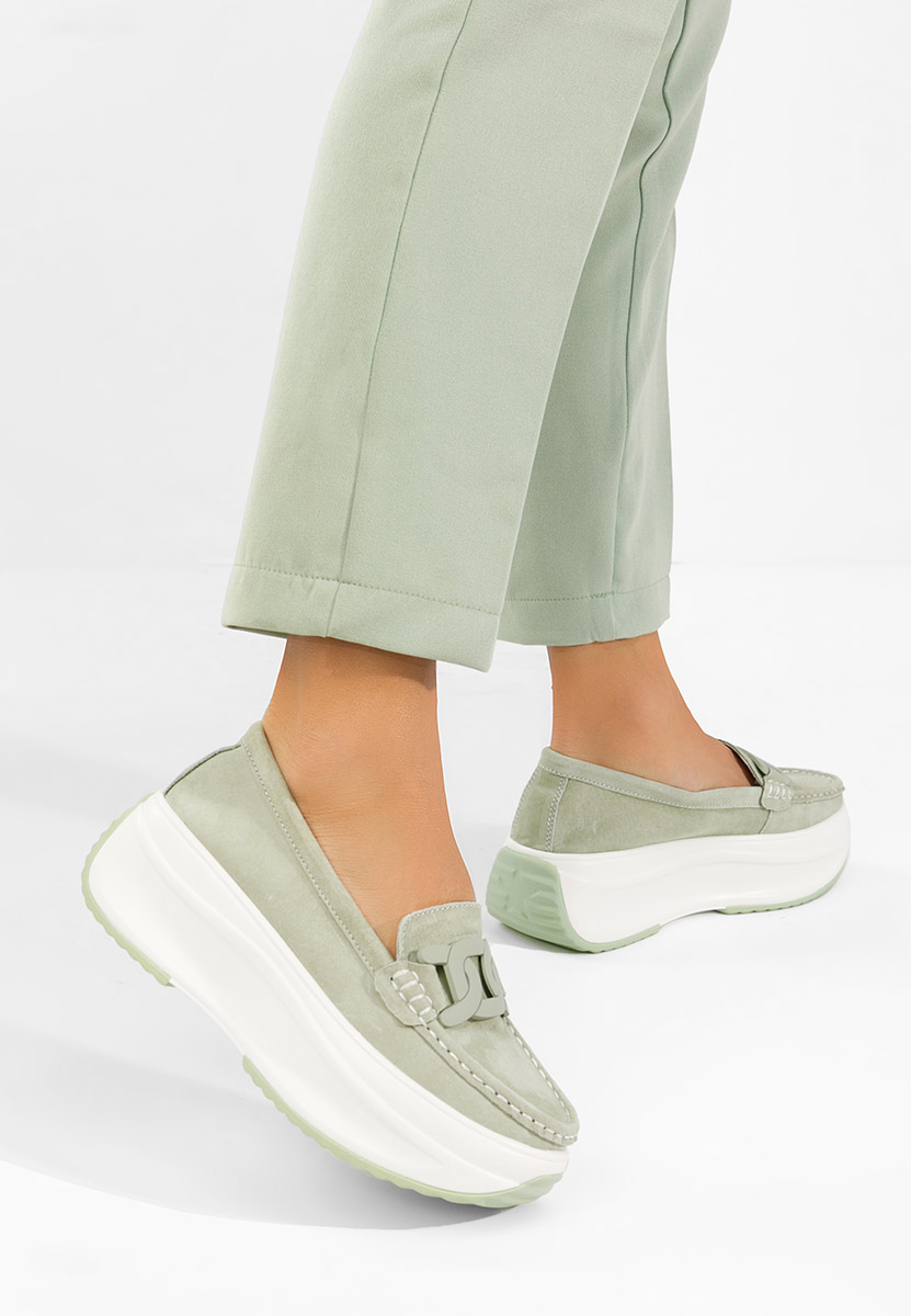 Mocassins semelle epaisse vert Mivea