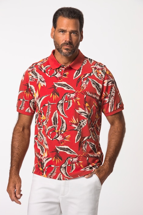Poloshirt, Halbarm, Piqué, floraler Print, bis 8 XL