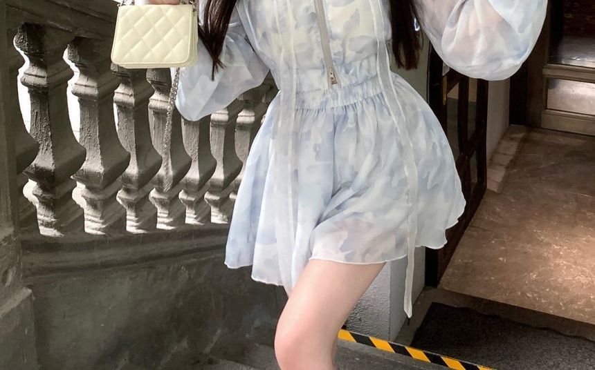 CosmoCorner - Tie Dye Cropped Zip Light Jacket / High Waist Shorts