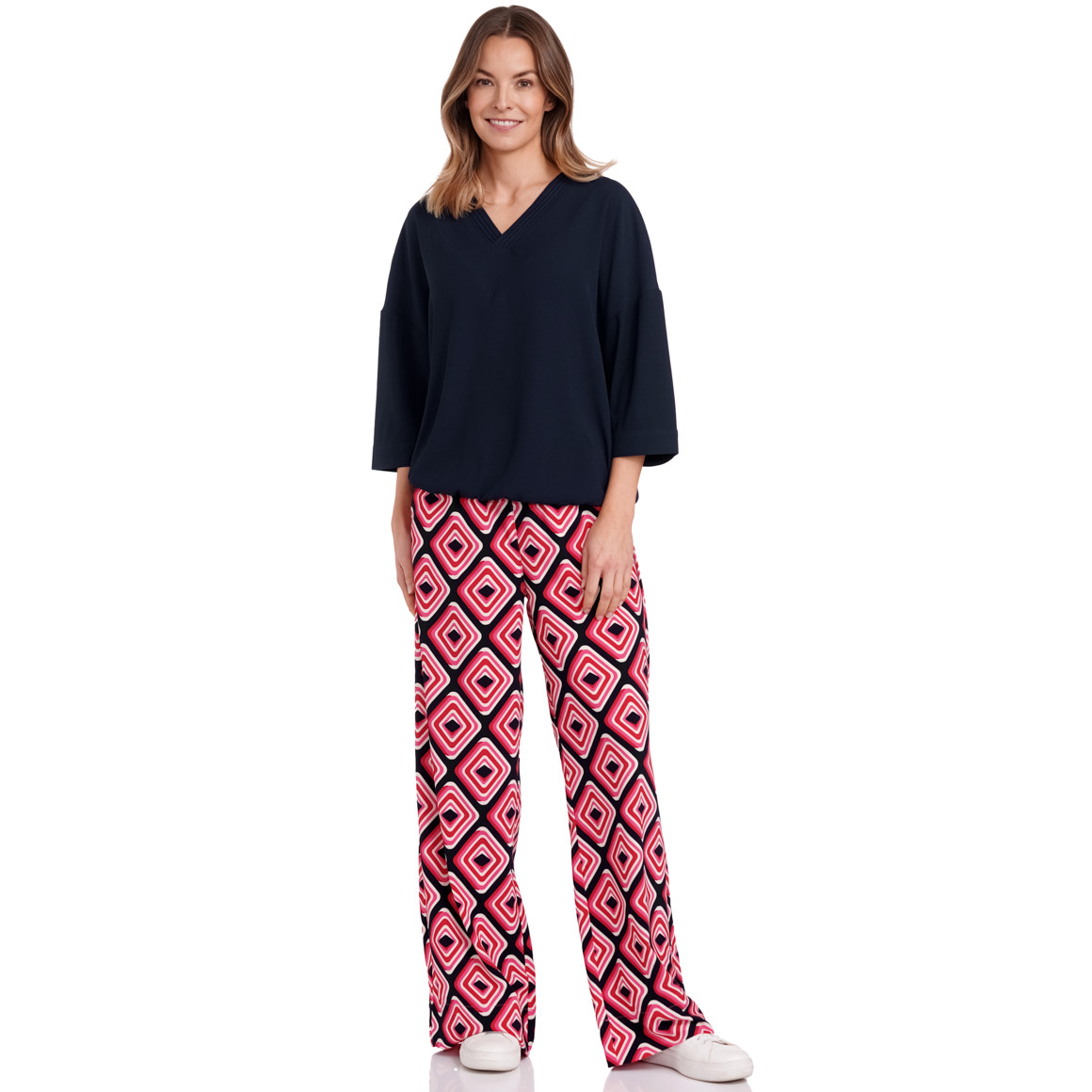 Gina Benotti Damen Bluse mit elastischem Saum dunkelblau