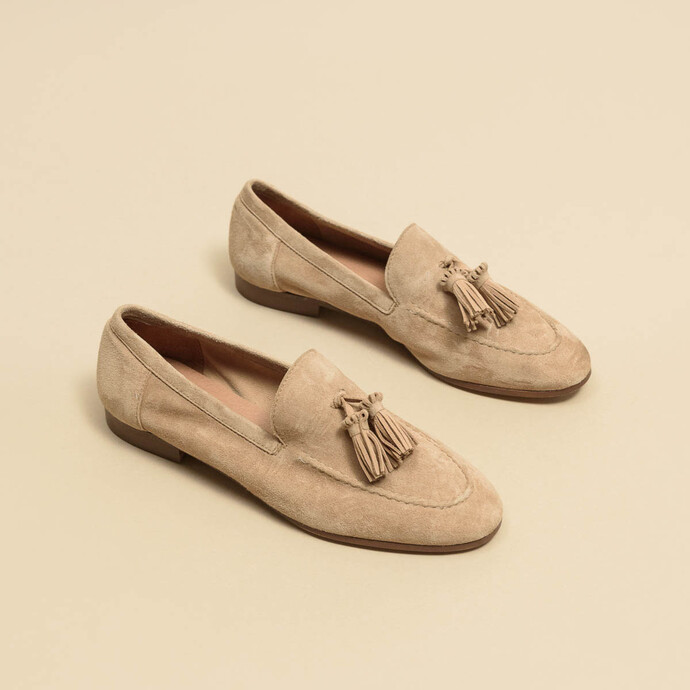 Mocassins à glands  en velours camel