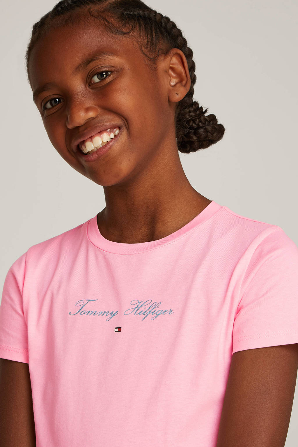 Tommy Hilfiger t-shirt roze met lurex