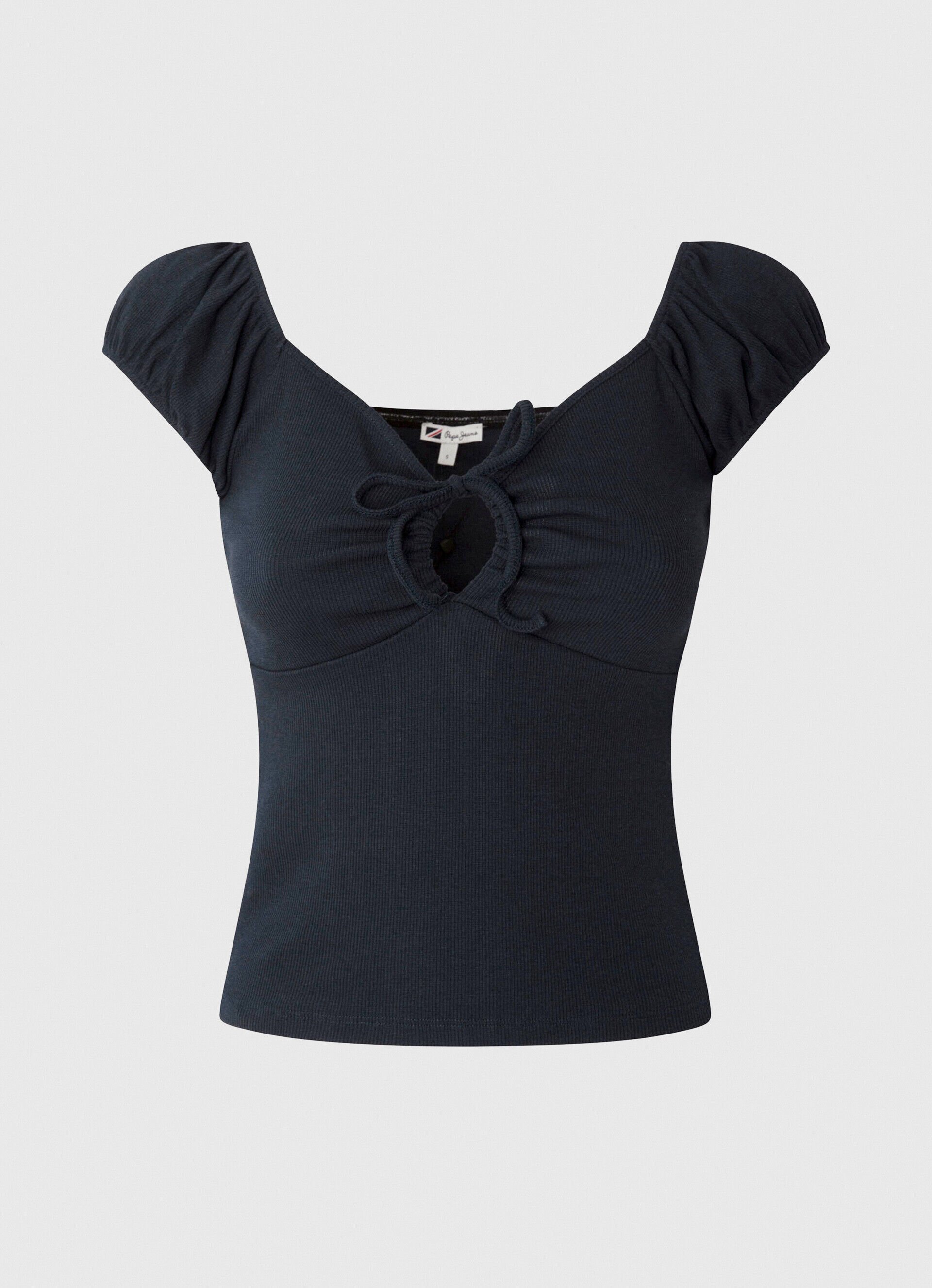 CAMISETA COM DETALHE DE CORAÇÃO NO GOLPE - azul dulwich