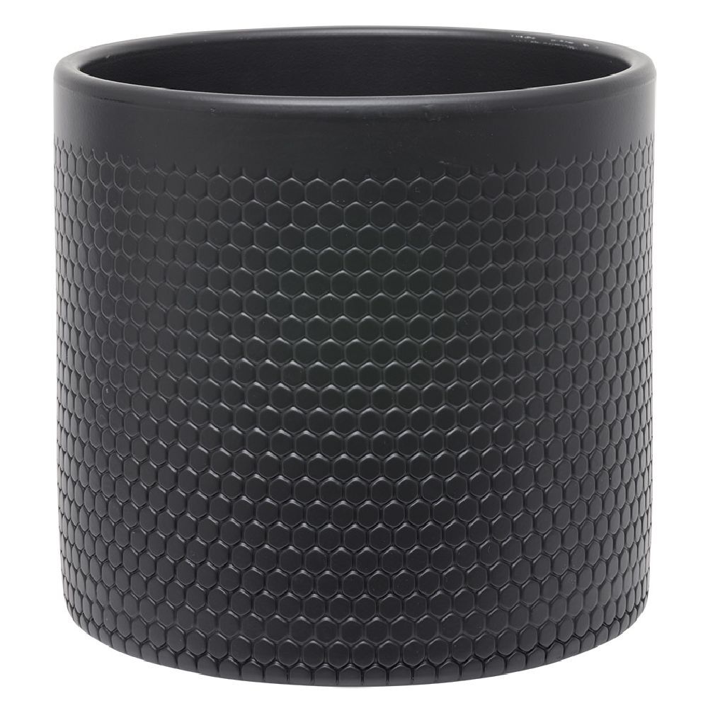 Pot de fleur noir mat motif nid d'abeille 3,85L Ø19xH17,5 cm - Capri