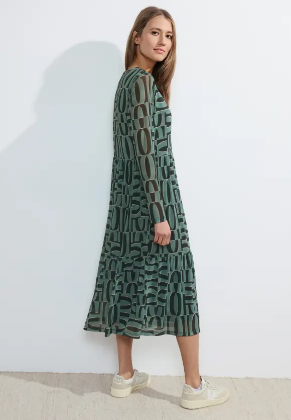 Mesh Midikleid - raw salvia green