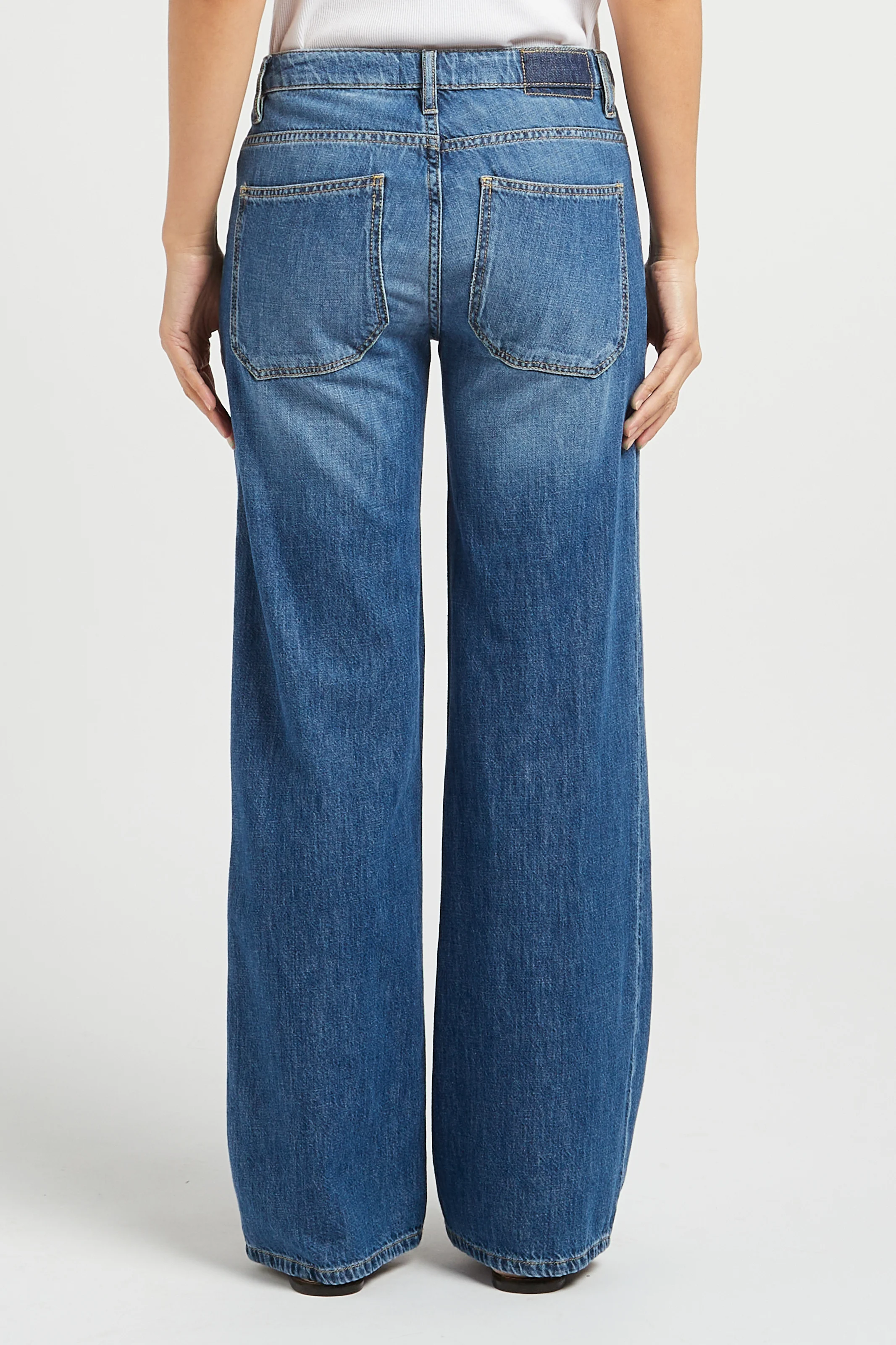 GATSBY - Jean droit en denim souple délavé| Bleu