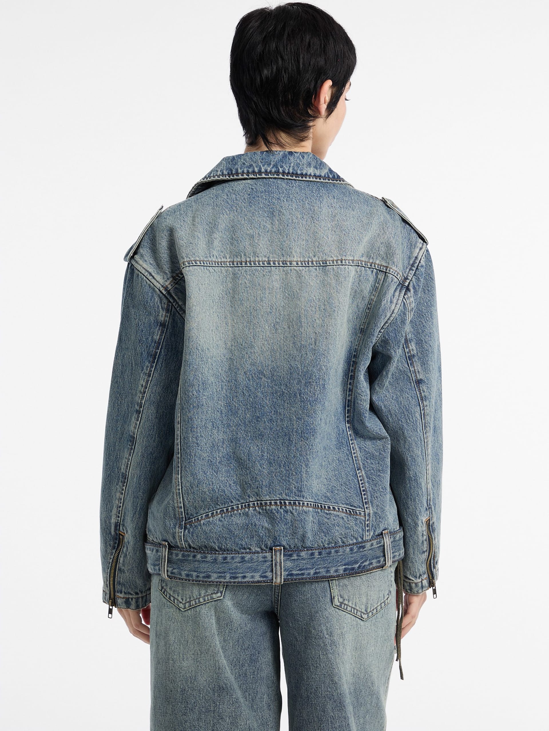 Jaqueta de couro jeans estilo motociclista GUESS Originals