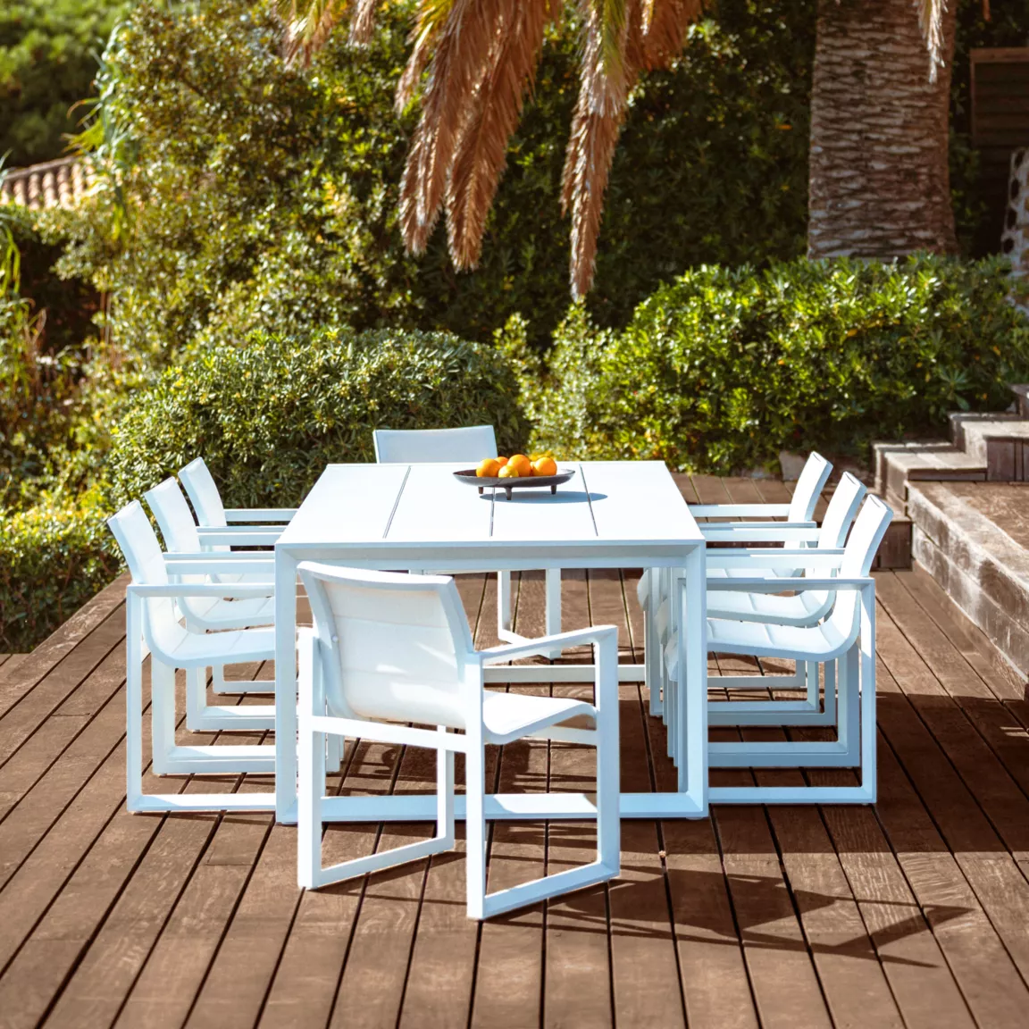 Table de jardin rectangulaire aluminium 10 places (240 x 118 cm) Elba Blanc
