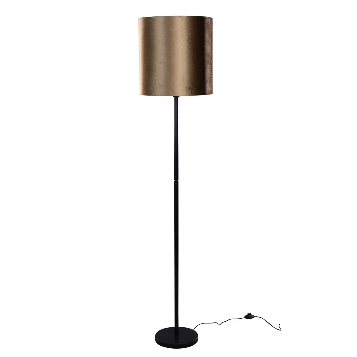 Vloerlamp zwart met velours kap brons 40cm - Simplo