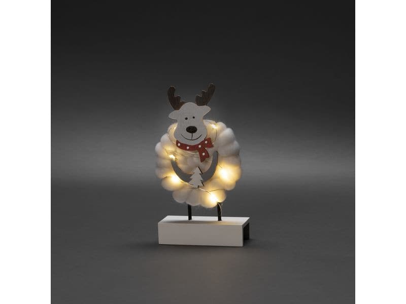 Konstsmide LED-Figur Elch, Holz & Baumwolle, 6 LED Tischdekoration