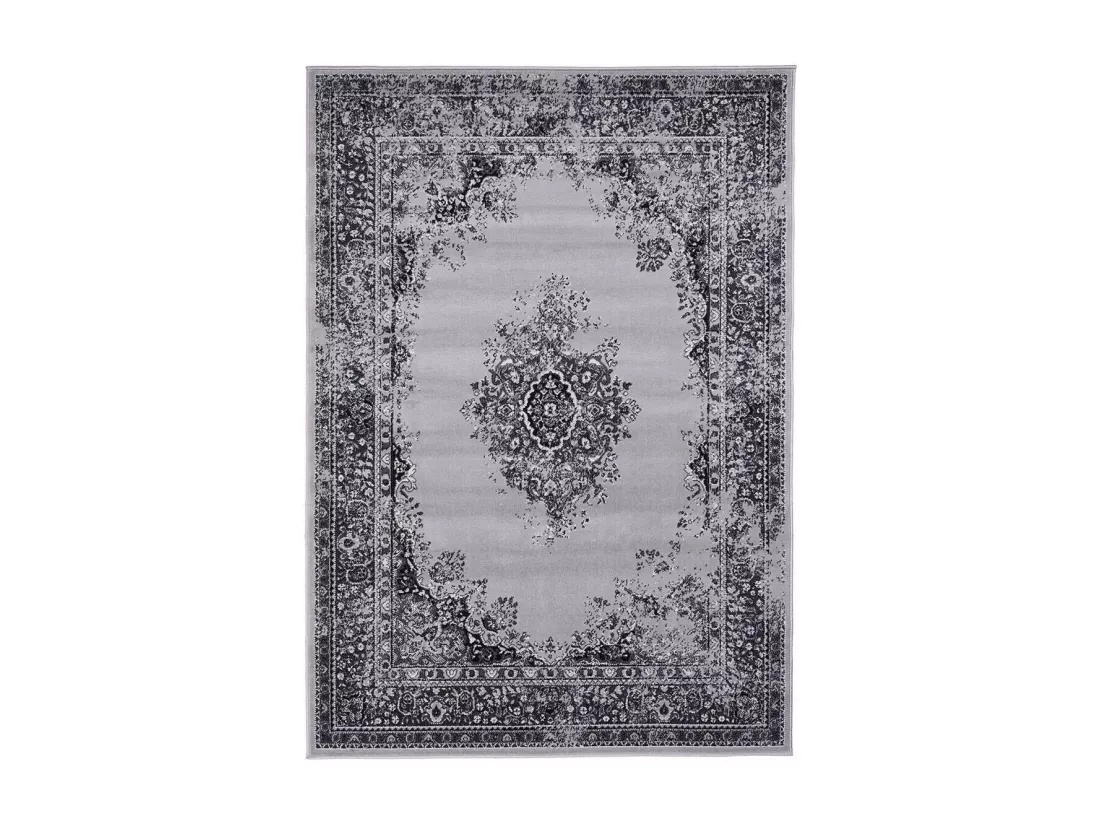 Tapis oriental 160x230 rectangle noir tissé motif ethnique AF VINTOR