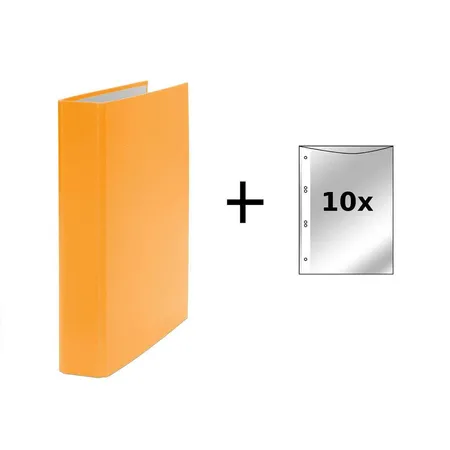 Livepac Office Ringbuch 2-Ring Mechanik, DIN A5, orange + 10 Prospekthüllen