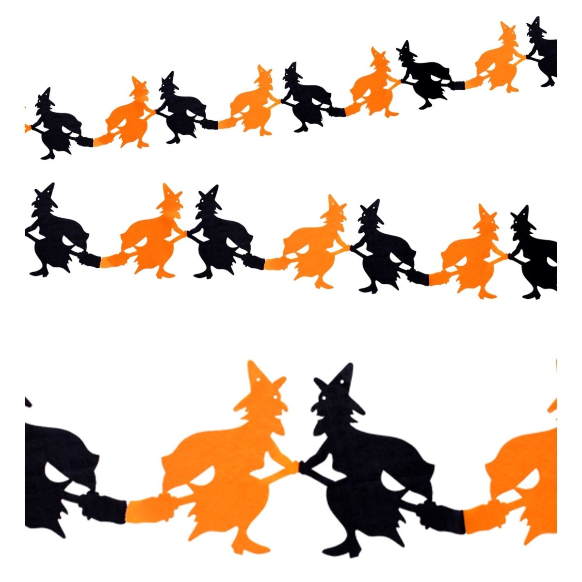 Halloween Slinger Zwart Oranje Heks 3m