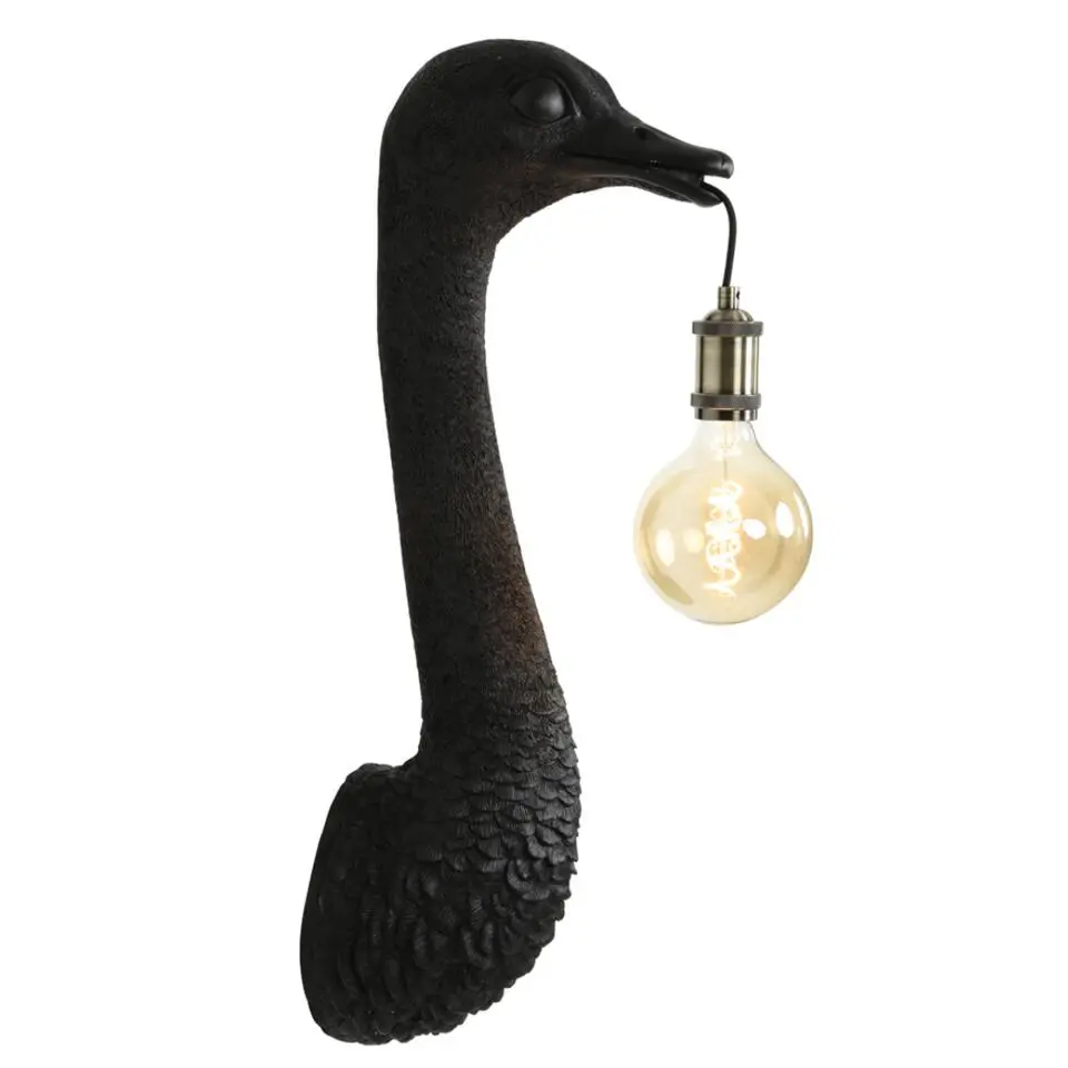 Wandlamp Ostrich - Zwart - 18x15.5x57.5cm
