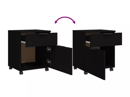 Classeur mobile avec roues noir 45x38x54 cm bois d'ingénierie