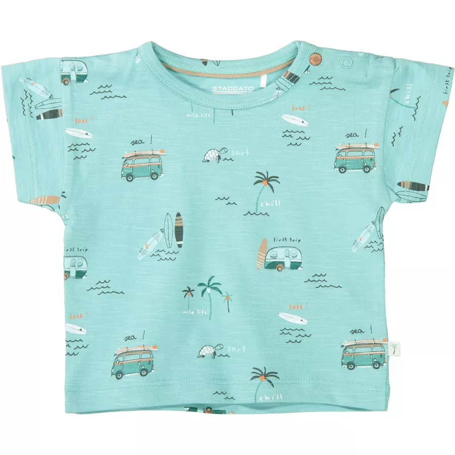 Staccato T-Shirt water blue gemustert