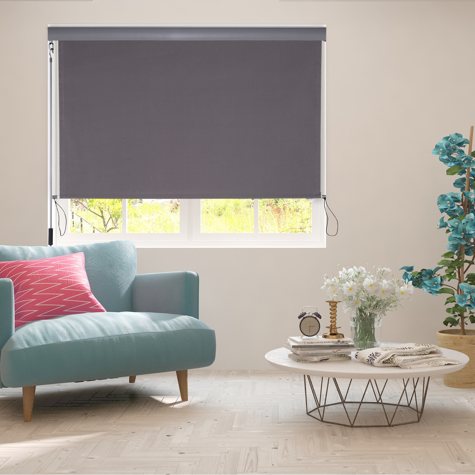 Outsunny Rollo mit Handkurbel 140 x 200 cm (LxH)