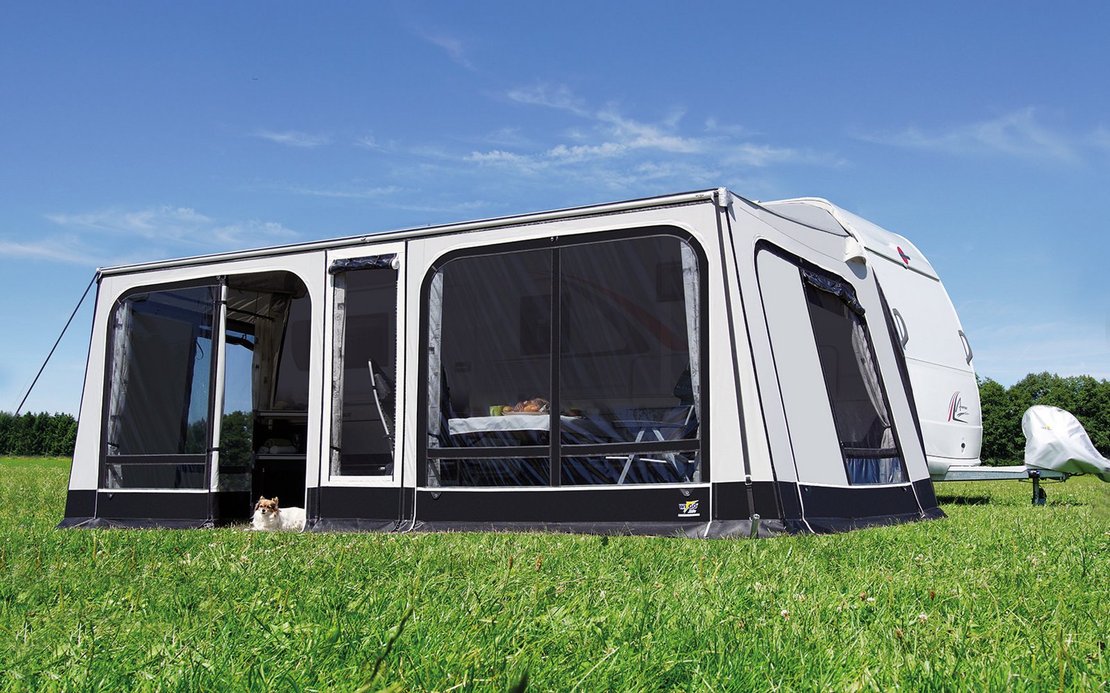 Wigo Rolli Plus Ambiente 250/CaraOne 390 Volleingezogenes Markisenzelt