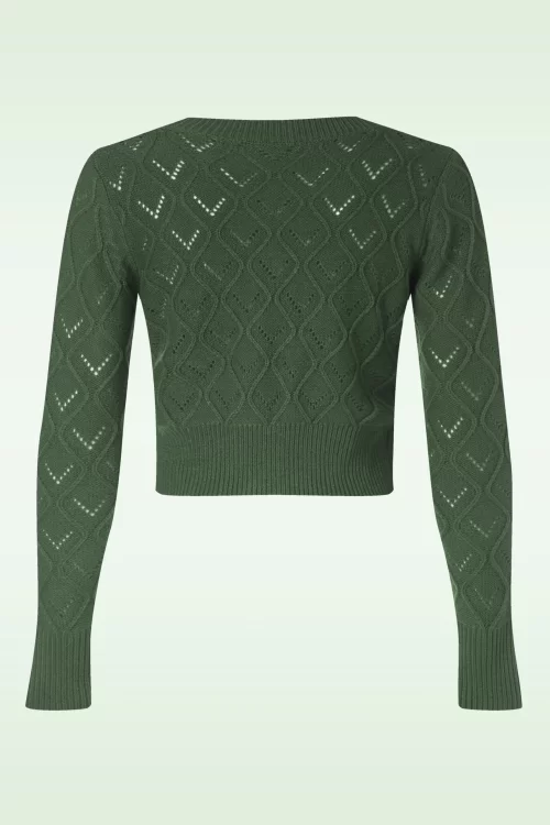 Vixen Flower button cardigan in mosgroen