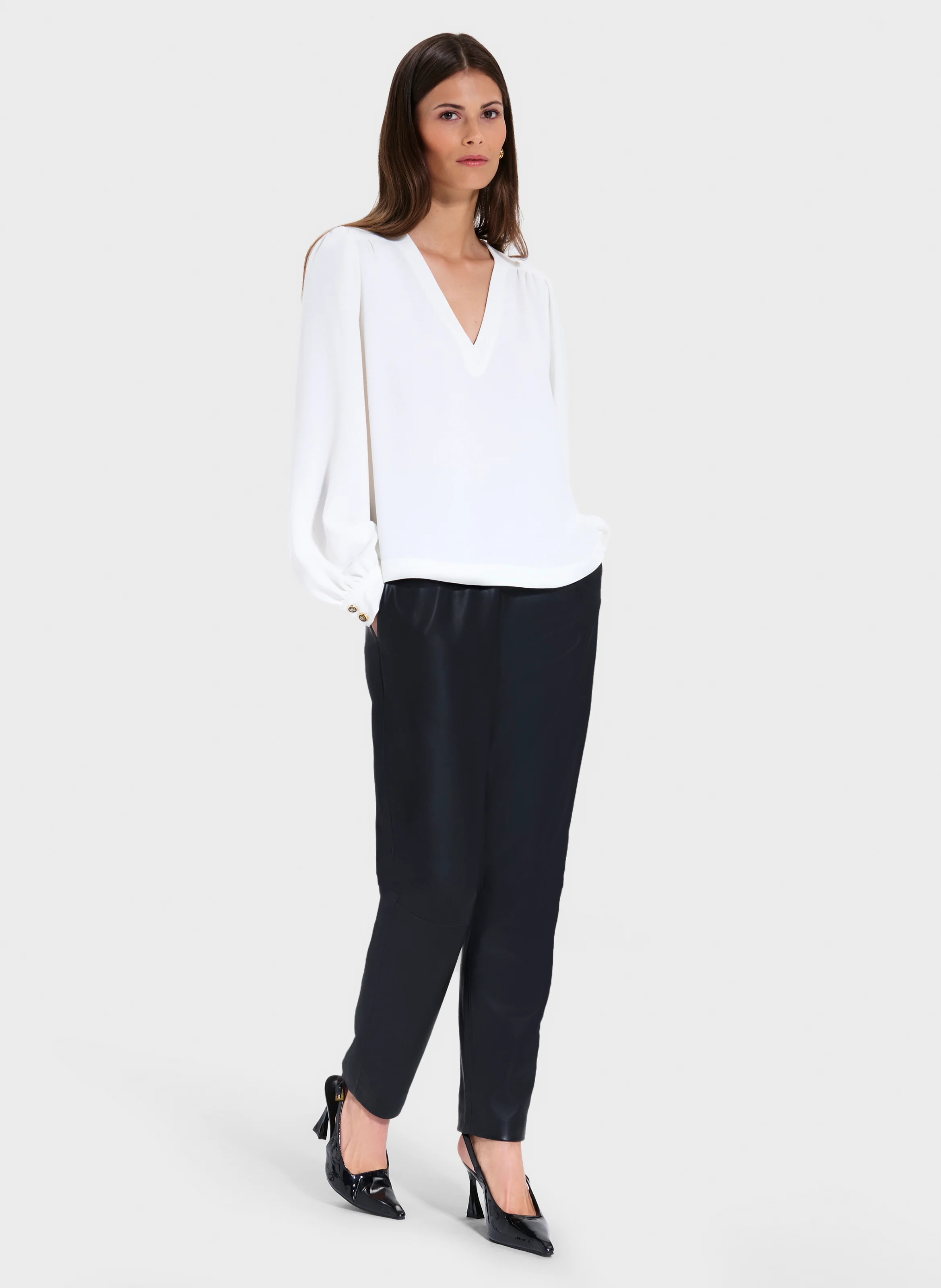 TAHIELLA - Top manches longues drapé | Blanc