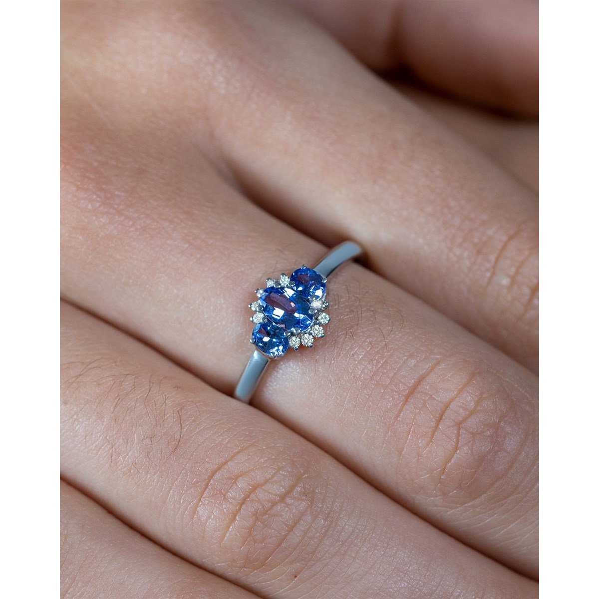 Bague ADEN Tanzanite et diamants sur Argent 925 1.358grs