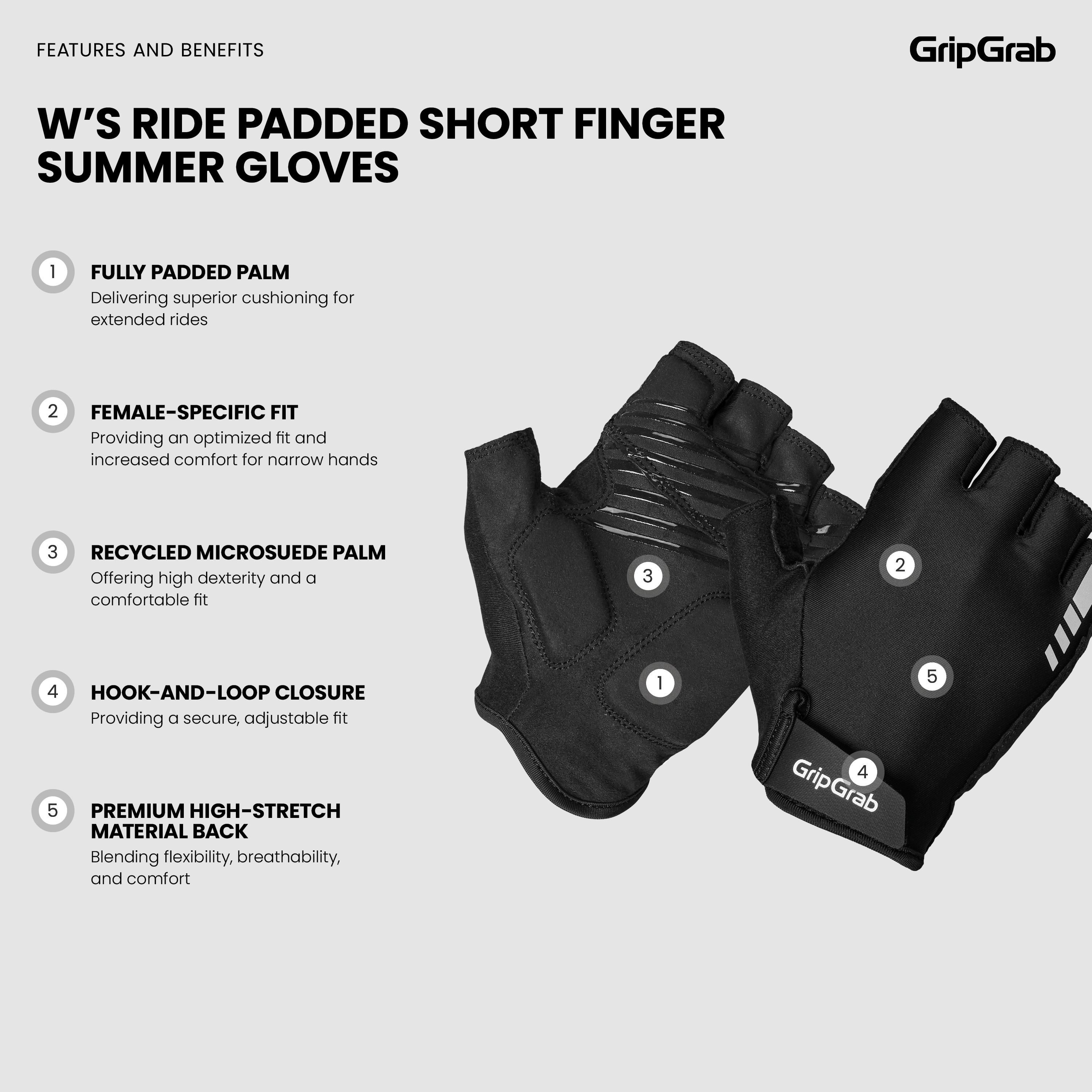 W's Ride RC Max Padded Short Finger Summer Gloves