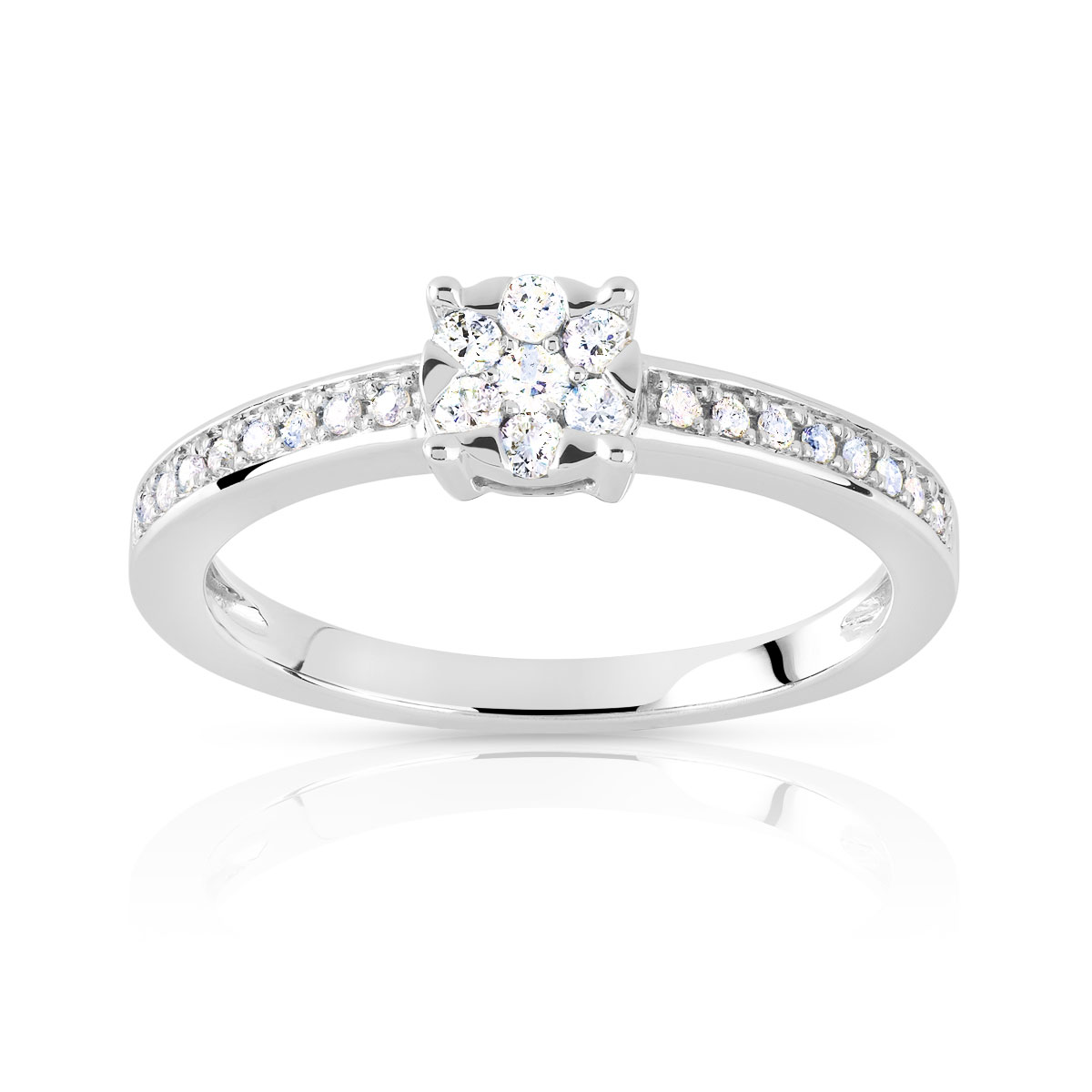 Bague or 750 blanc diamant