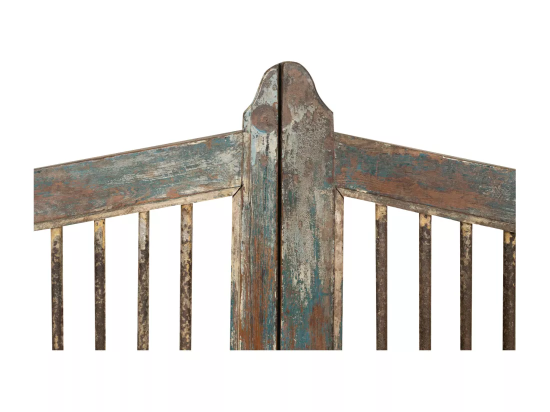 BISCOTTINI Portail - Bois Massif et Fer Finition Antique - Clôture en Fer - Portail en Métal - Porte Décorative - Portail d'Entrée - Clôture en Bois - Intérieur et Extérieur - 74x5x99cm