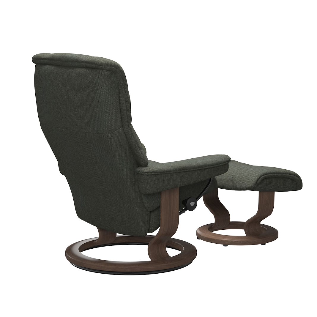 Mayfair (M) Classic lenestol med krakk Tekstil Daisy Green og Classic understell valnøttbeiset.