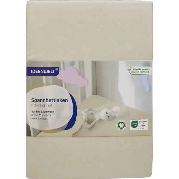 Kinder-Spannbettlaken beige 70 x 140 cm