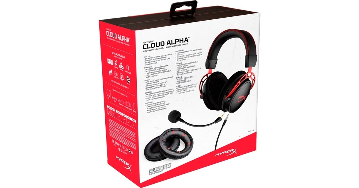 HyperXCloud Alpha Pro over-ear gaming headset  (Zwart/rood, Pc, PlayStation 4, Xbox One)