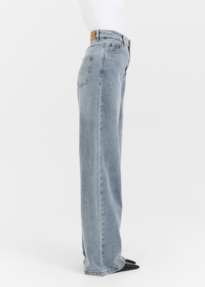Wide leg stretch lightweight jeans sea blauw