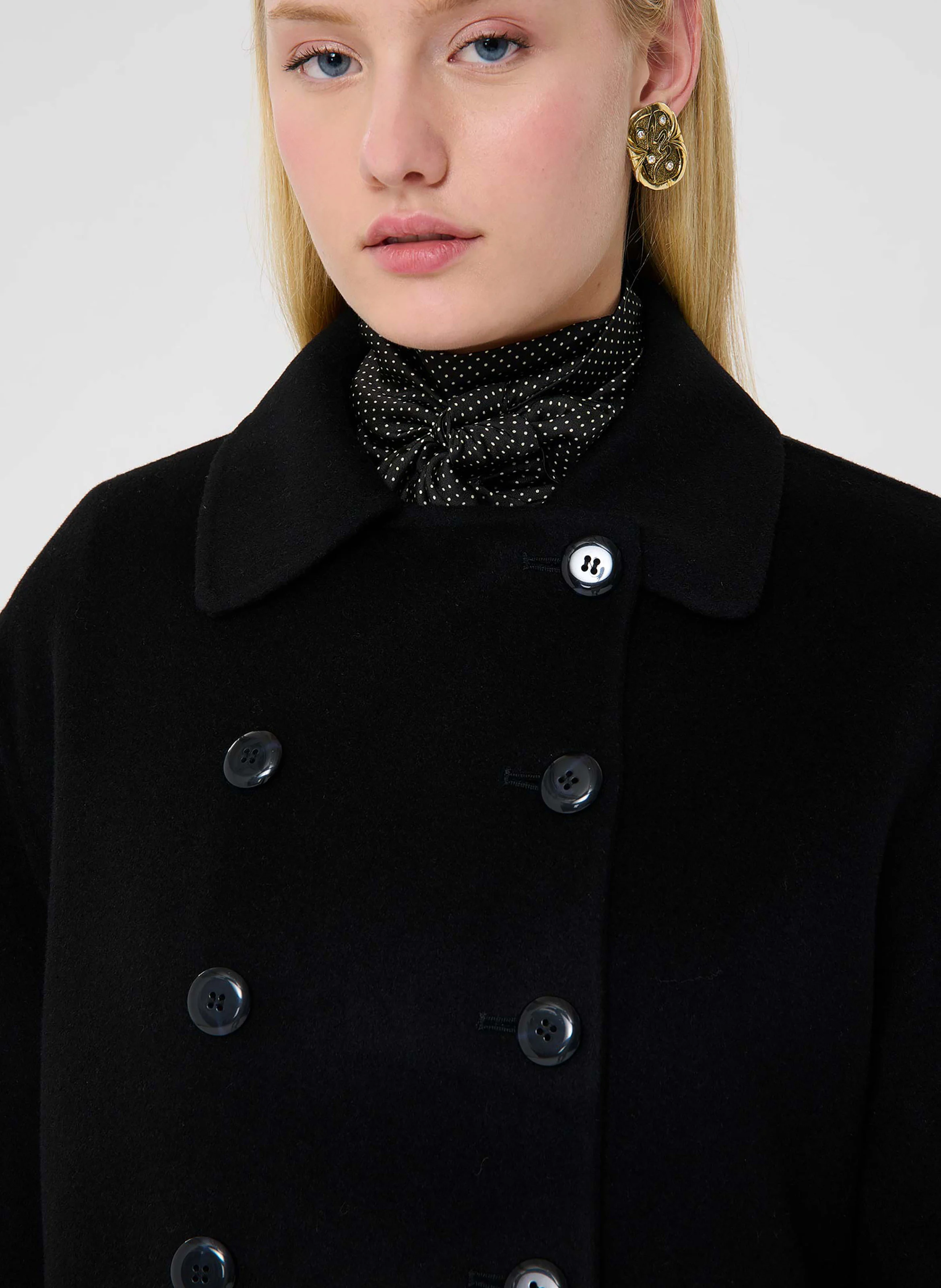 MAELINE - Manteau droit en laine mélangée | Noir